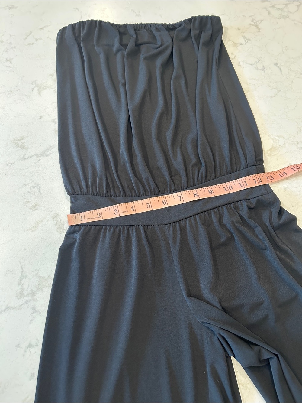 Veronica M Black Shirred Jumpsuit Wide Leg Tube Top Small - Picture 10 of 12